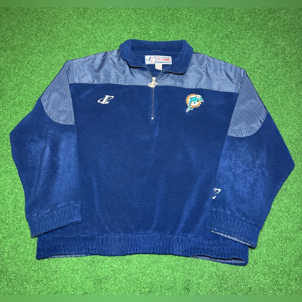 Miami Dolphins Logo Athletic Sweatshirt 1/4 Zip Vintage 90s NFL Pro Line